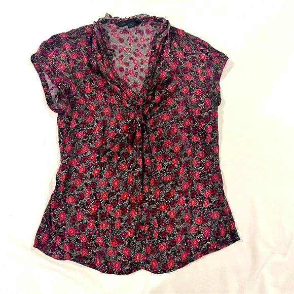 Express Floral Button Down Silk Blouse Medium Vintage Y2K Express Design Studio - Picture 6 of 7